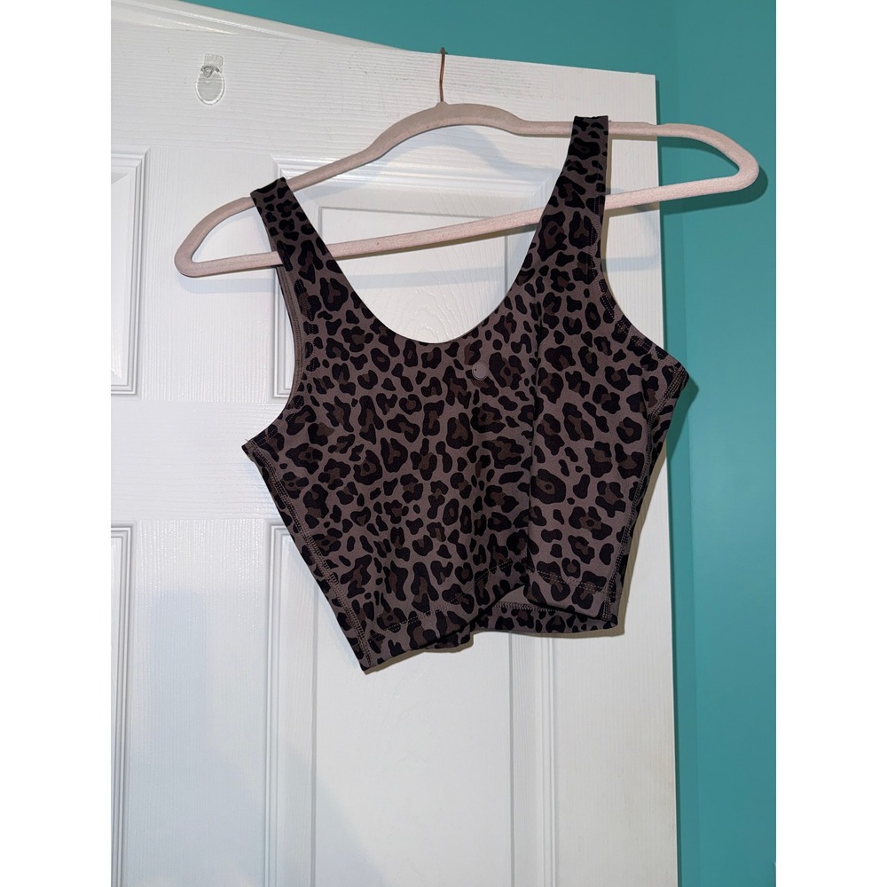 Yogalicious Lux Everyday Cloud Tank Bra Brown Leopard Animal Print Small